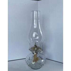 Vintage Lamplight Farms Hobnail Glass Oil Lamp‎ Kerosene Lantern Clear Hurricane